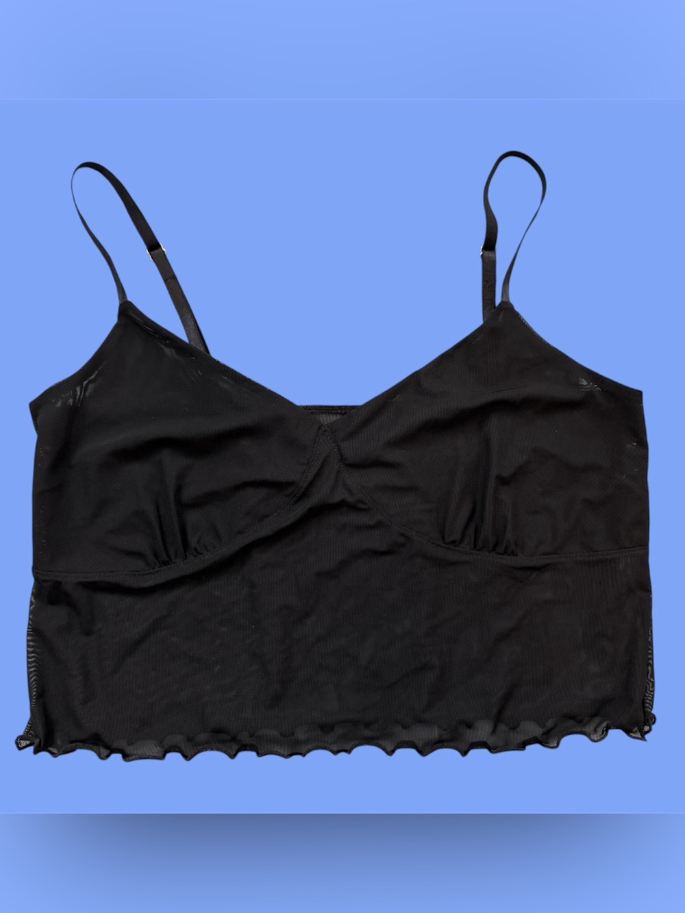 Anthropologie sheer mesh black cropped cami